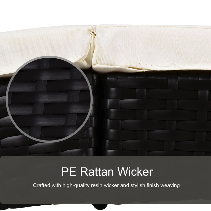 Outsunny Outdoor Folding Rattan Wicker Lounge Chair, Curved Patio Deck Pool Couch, Comfortable Sun Lounger