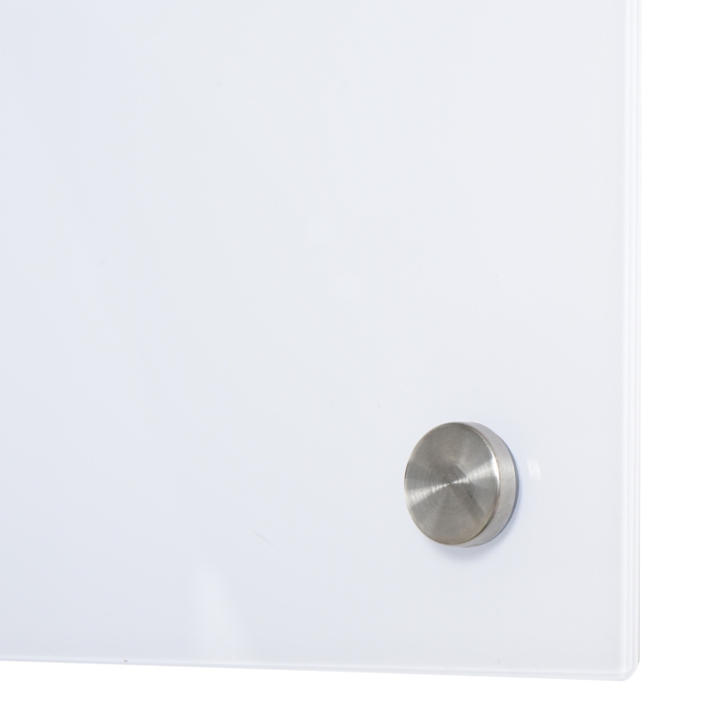 Vinsetto 35.5" x 23.5" Glass Magnetic Dry Erase Whiteboard, Frameless Board on Wall, with Dry Eraser, 4 Markers and Pen Holder - White