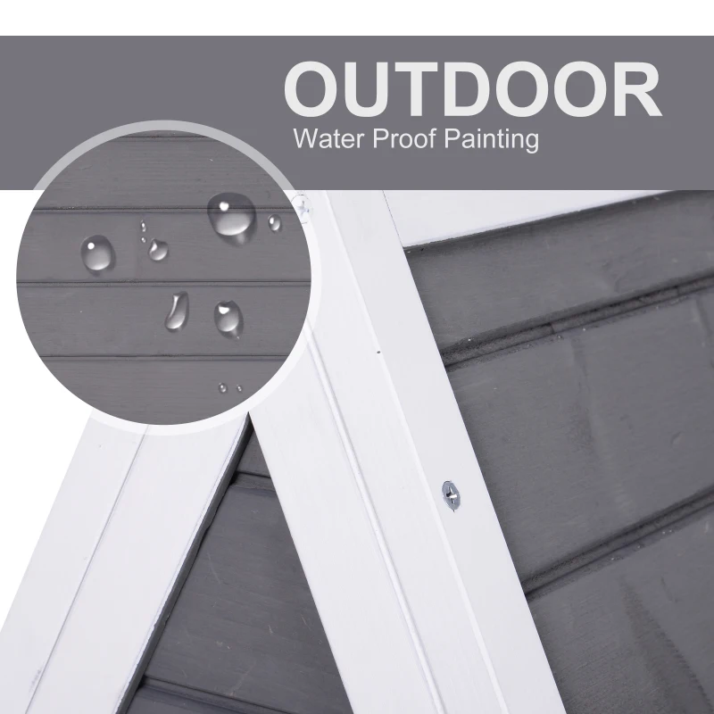 PawHut 21" Solid Wood Cat Condo - Natural Water Proof Outdoor Pet Shelter Small House - Grey