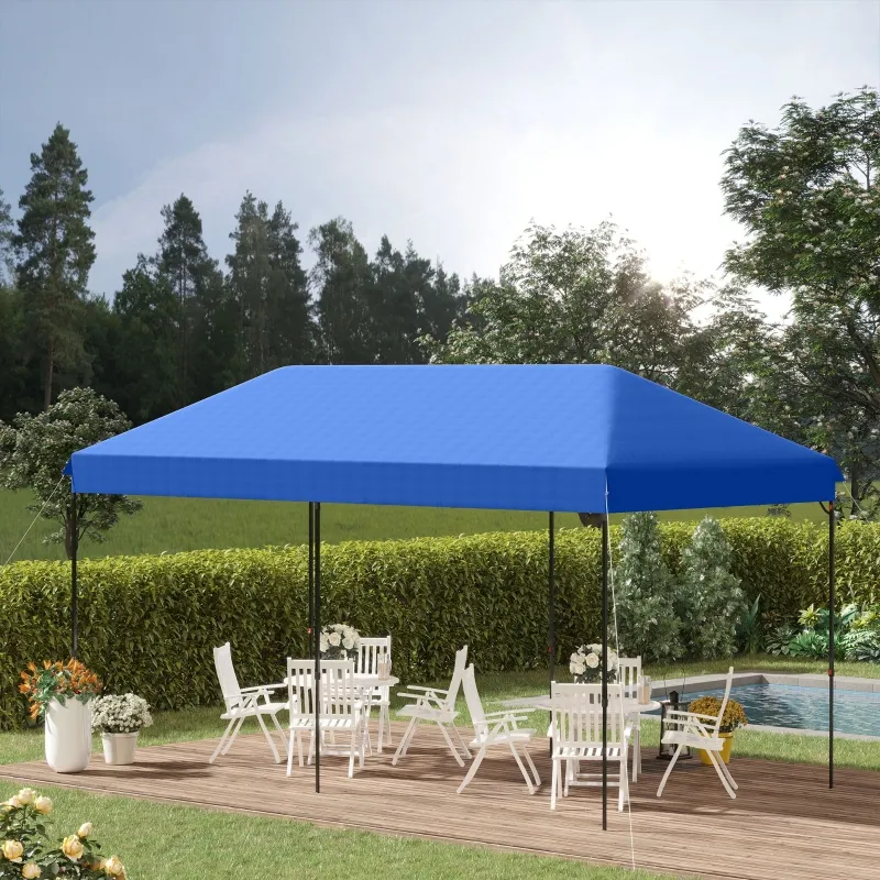 Outsunny 10' x 20' Pop Up Canopy Tent, Instant Sun Shelter, Tents for Parties, Height Adjustable, with Wheeled Carry Bag, for Outdoor, Garden, Patio, Dark Blue