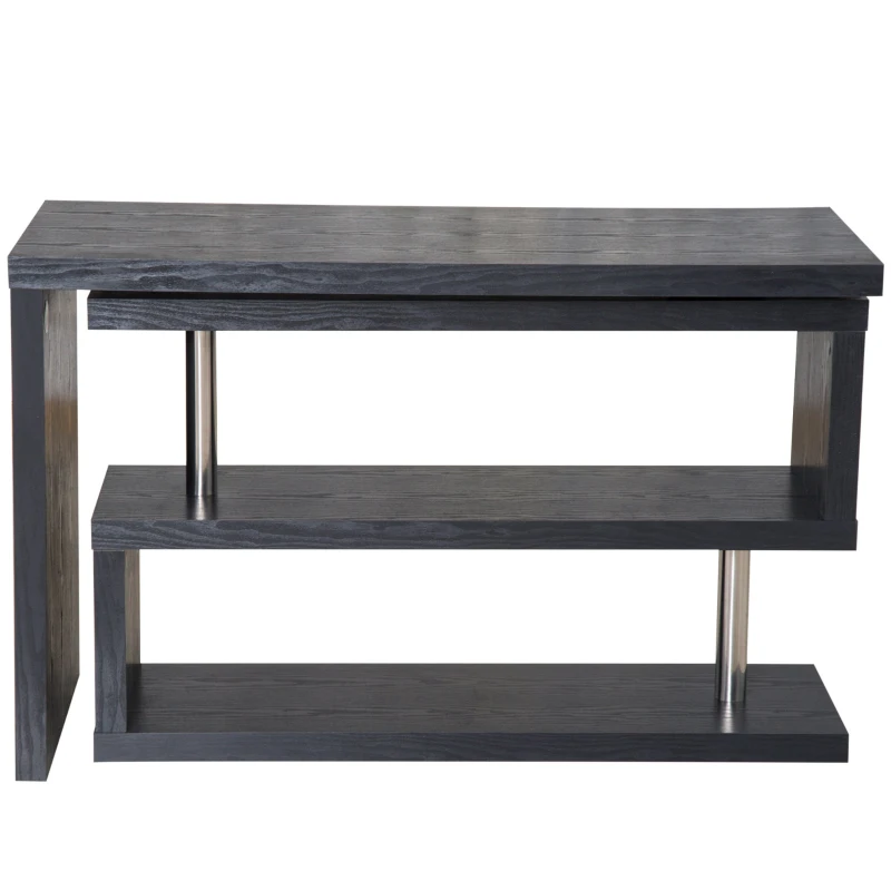 HomCom Foldable Convertible Rotating Office Desk Shelf Combo Writing Table - Black