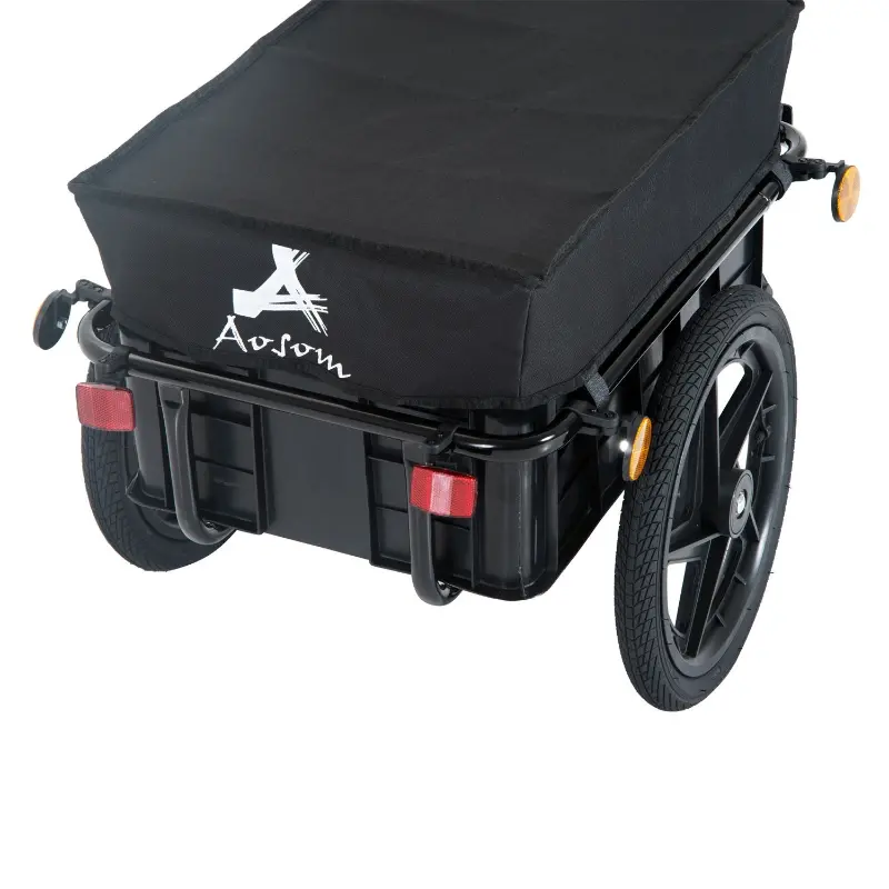 Aosom Bicycle Bike Cargo Trailer Steel Carrier Storage Cart Wheel Runner For Shopping - Black
