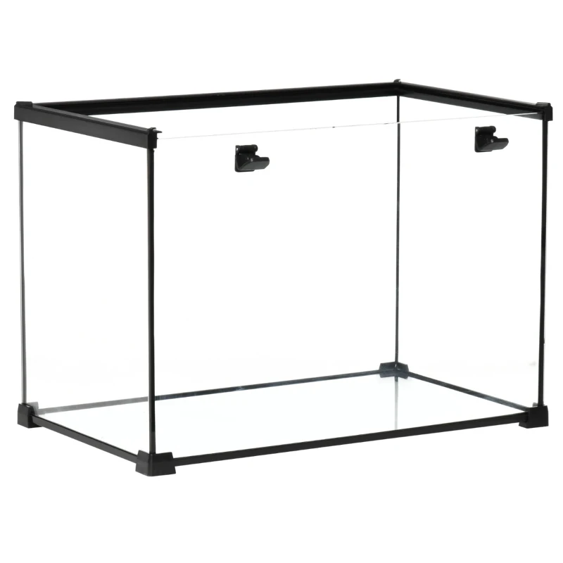 PawHut 14 Gallon Reptile Glass Terrarium Tank, Breeding Box Full View with Visually Appealing Sliding Screen Top for Lizards, Frogs, Snakes, Spiders, 20" x 12" x 14"