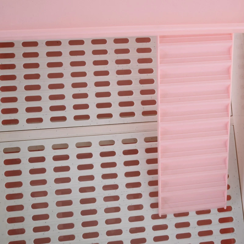 PawHut 32" Indoor Rabbit Enclosure Small Animal House Habitat with Wheels - Pink