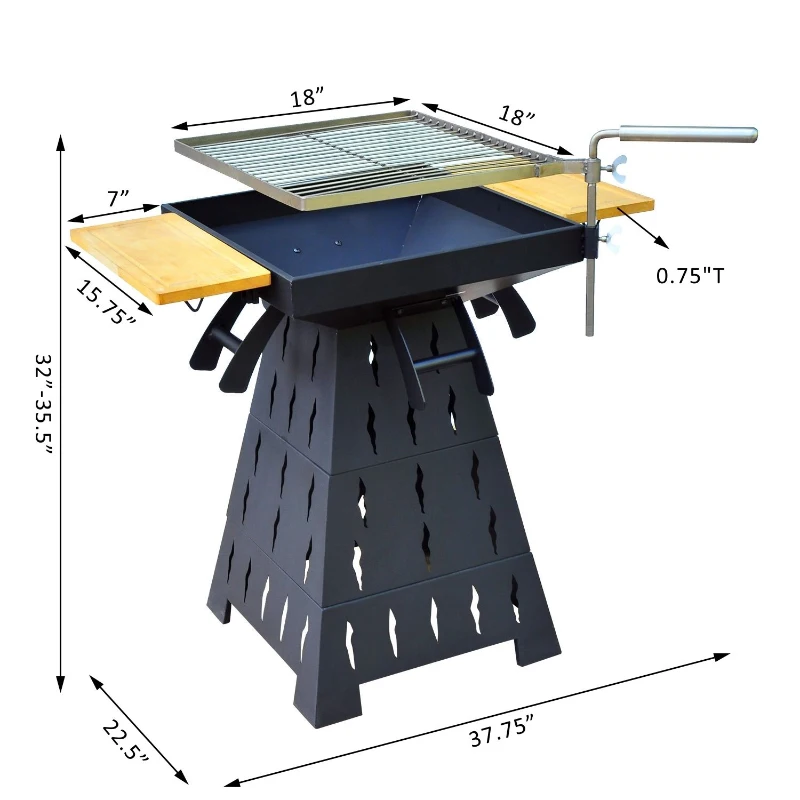 Outsunny Wood Burning/Charcoal Outdoor Fire Pit BBQ Grill Combo