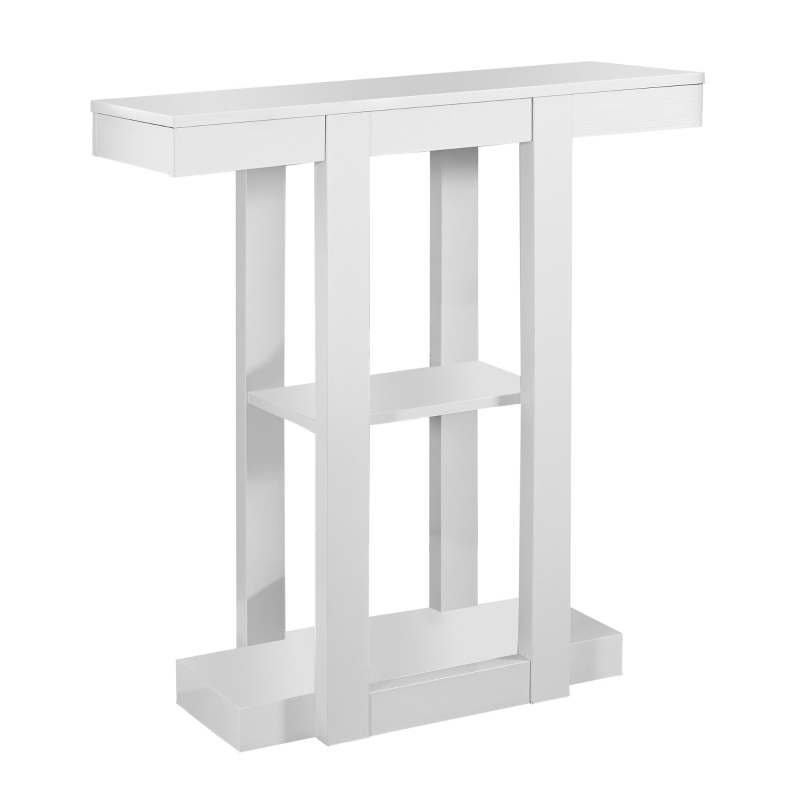 Monarch 32" Modern 3-Tier Straight Line Design Accent Console Table - White Finish