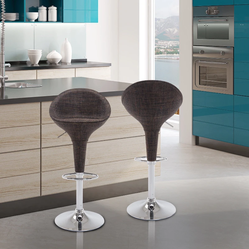 Open Box HomCom Vintage Wicker Rattan Adjustable Bucket Seat Patio Bar Stool - Set of 2