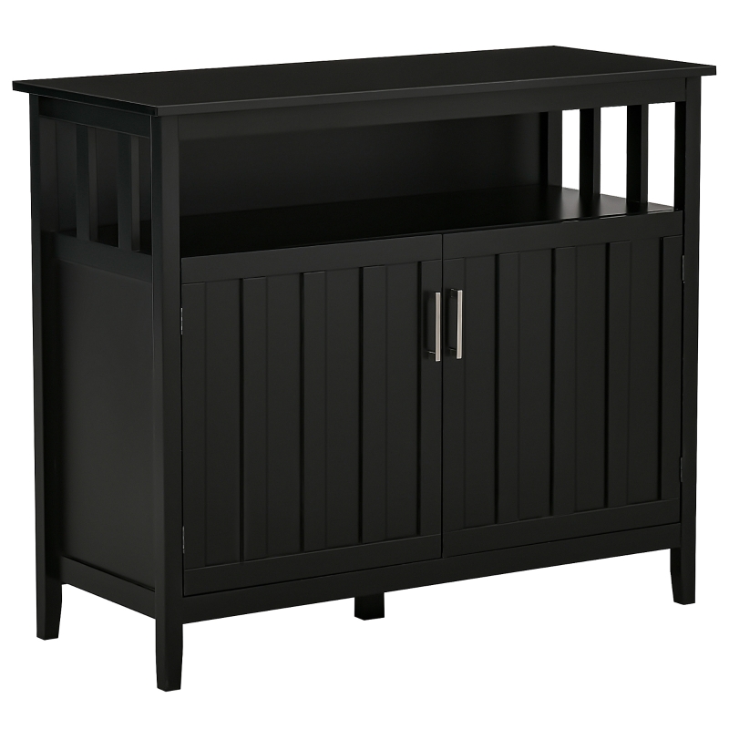 HOMCOM Sideboard Buffet Server Table with 2 Doors, Kitchen Storage Cabinet with Adjustable Shelves for Kitchen, Black