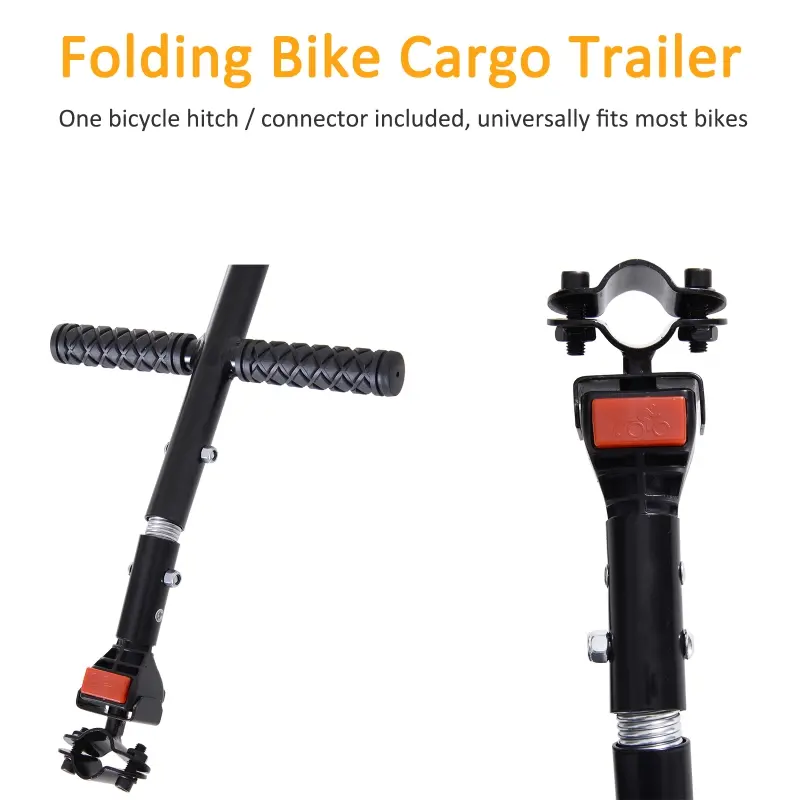 Aosom Folding Bicycle Bike Cargo Storage Cart and Luggage Trailer with Hitch - Black