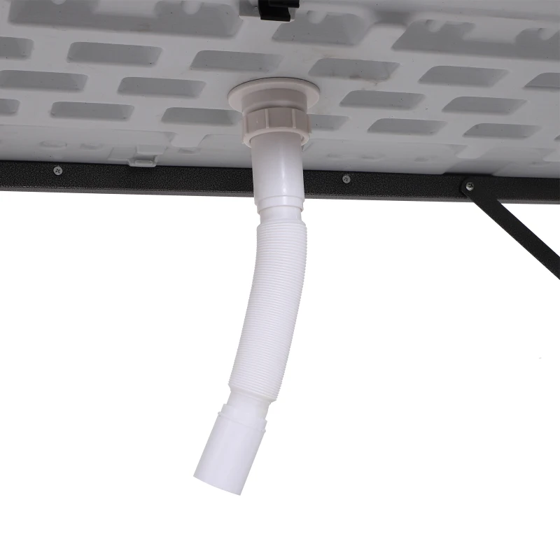 Outsunny Folding Table Fish Fillet Camping Picnic Outdoor Gardening Table w/ Sink - White