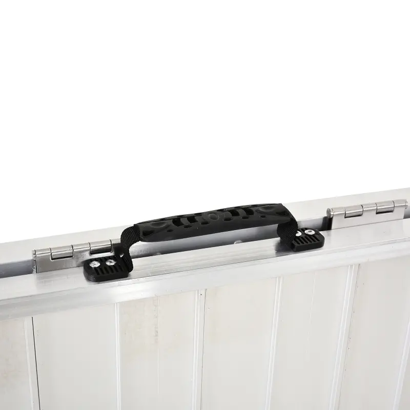 HomCom 2' Small Portable Bi-Fold Lightweight Aluminum Stair Doorway Entry Disability Ramp - Silver