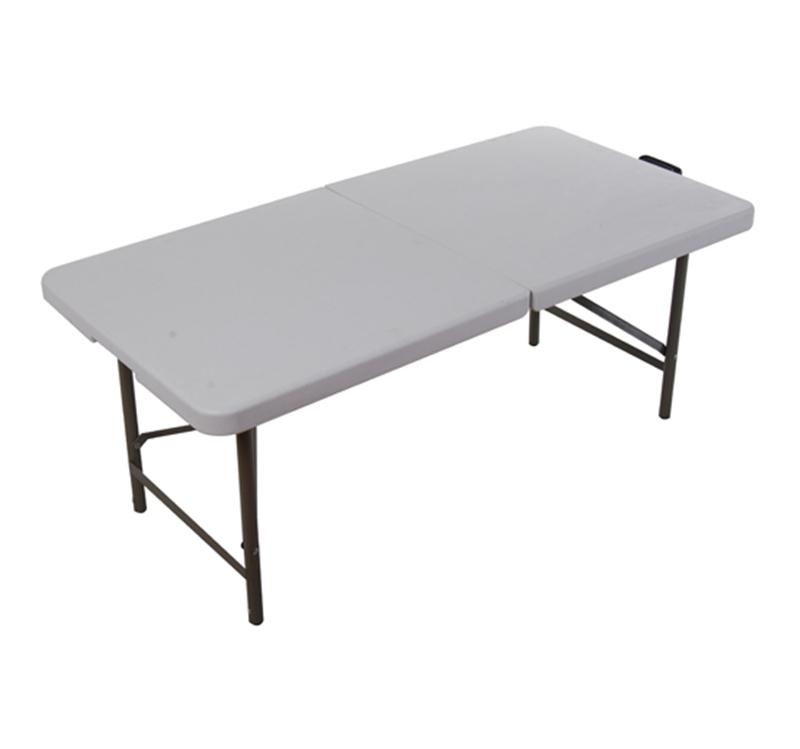 HomCom 4' Multipurpose Utility Center-Fold Folding Table w/ Carrying Handle - White Granite Top