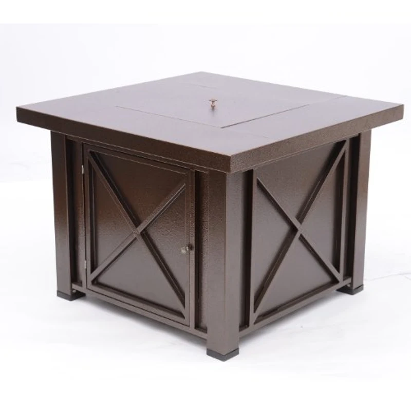 Outsunny 38" Square Outdoor Patio Gas Firepit w/ Fire Beads