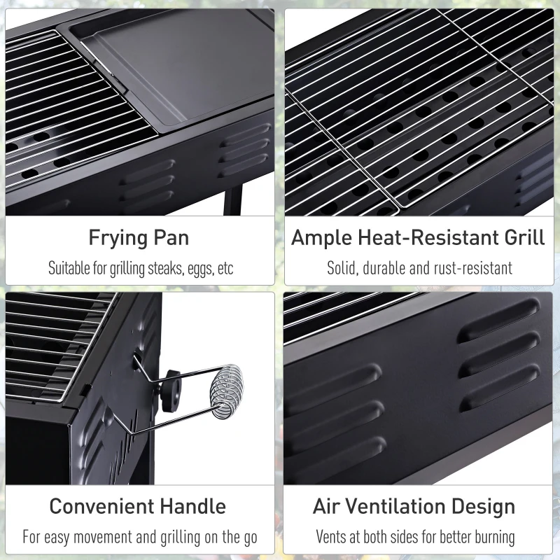 Outsunny 41" Folding Outdoor Charcoal BBQ Grill with Non-Stick Pan and Good Air Ventilation