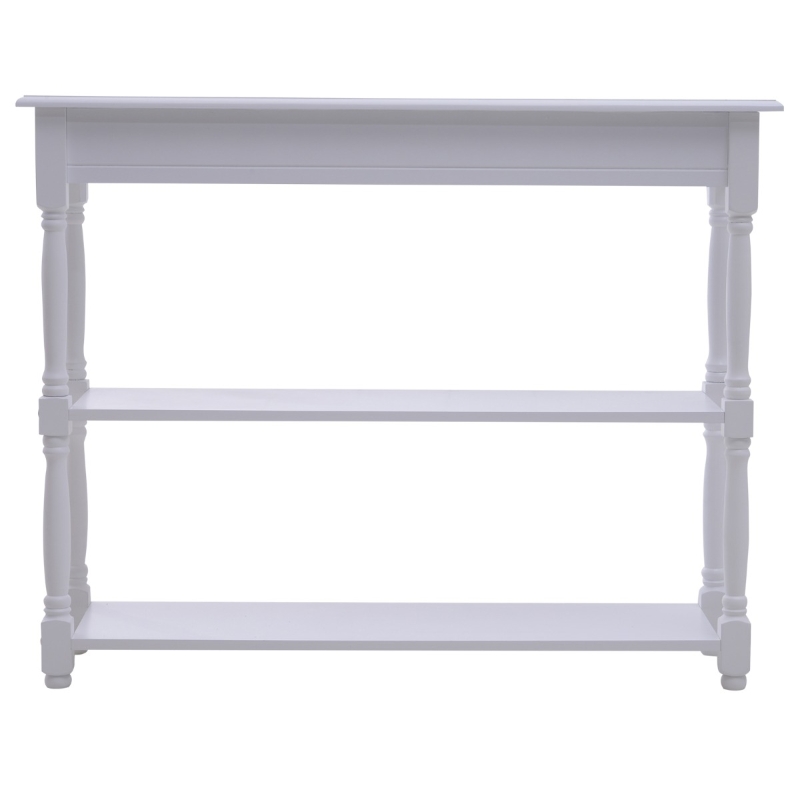 HomCom 40"W Modern Country Pine 3 Tier Wooden Entryway Console Table - Glossy White