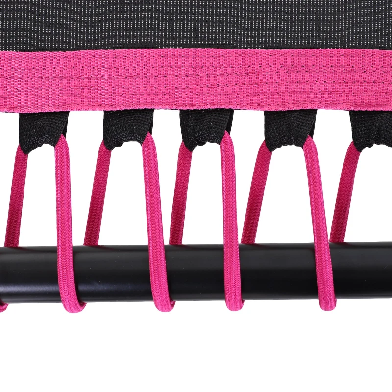 Soozier Easy Store 48-Inch Mini Exercise Kids Trampoline with Handrail Outdoor Bouncer Jumper Adjustable Bar Pink