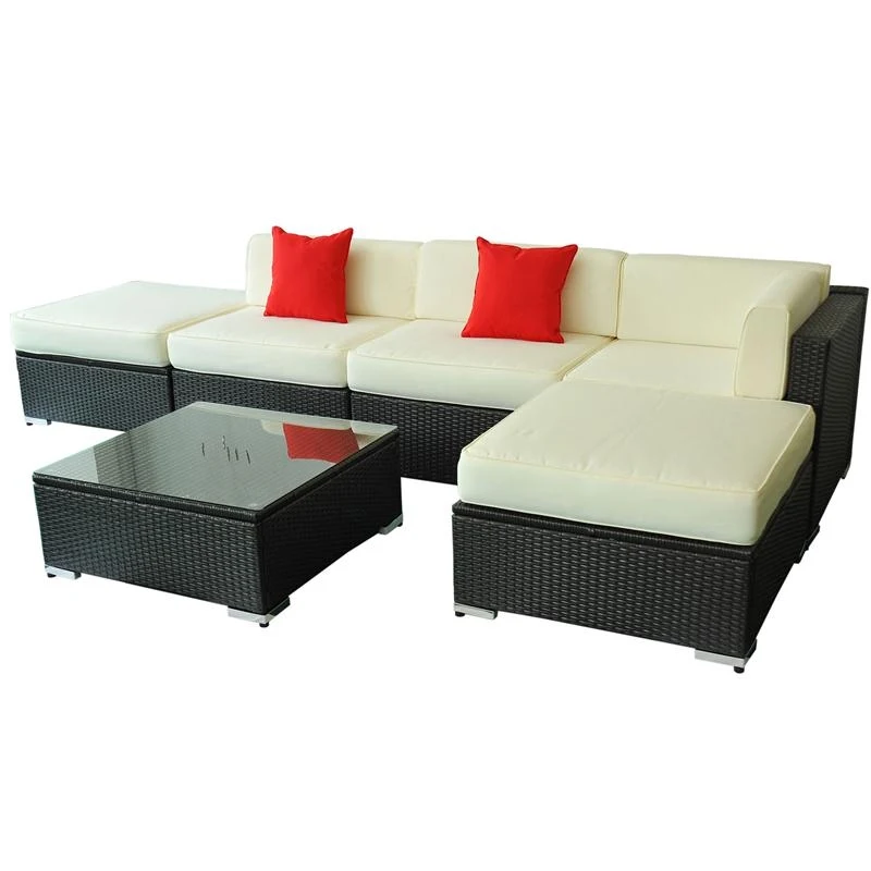 Outsunny 6 Piece Outdoor Patio PE Rattan Wicker Sofa Sectional Furniture Set