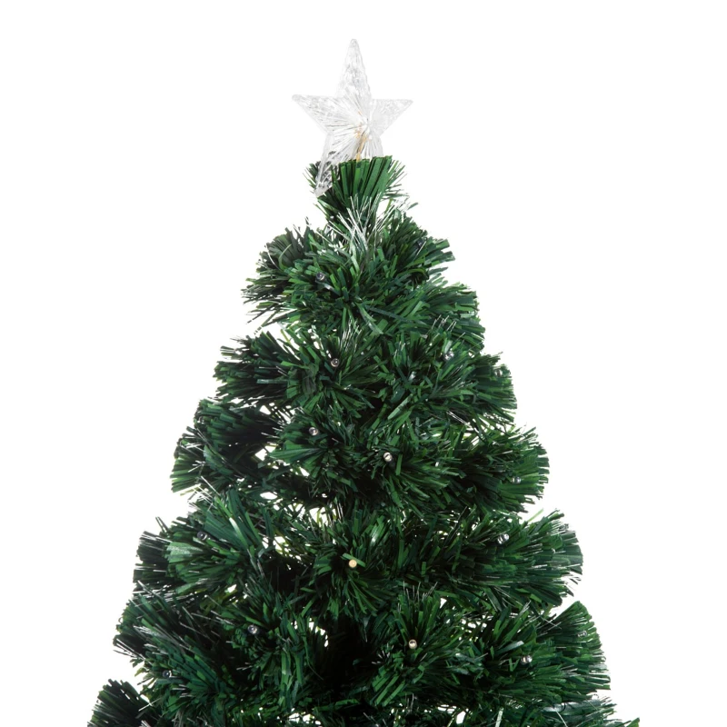 HomCom 6' Tall Pre-Lit Artificial Fiber Optic LED Lit Christmas Tree