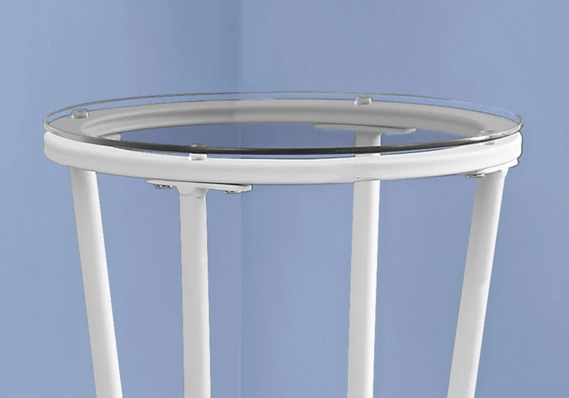 Monarch 28" Contemporary Tempered Glass Top Metal Frame Plant Stand Accent Side Table - White Finish