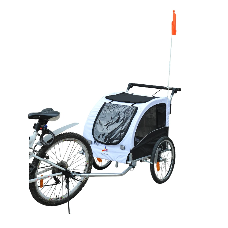 Aosom Elite Pet Dog Bike Bicycle Trailer Stroller Jogger w/ Suspension - White