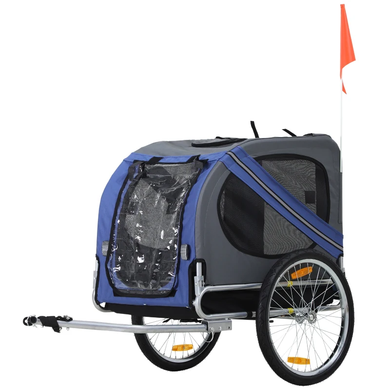 Aosom Outdoor Folding Pet Dog Bicycle Trailer and Stroller Jogger Cart - Blue and Grey