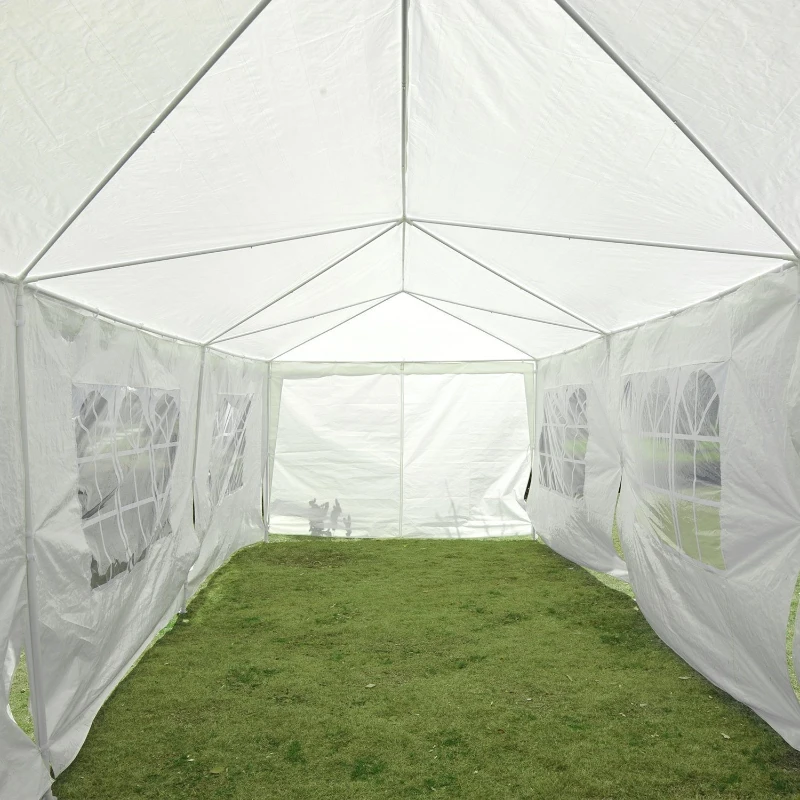 Outsunny 10' x 30' Pop Up Canopy Tent with 4 Removable Mesh Side Walls - White