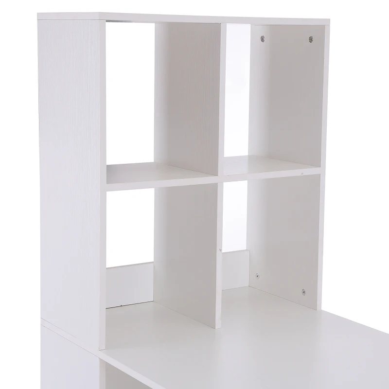 Vinsetto 57" Modern Space Saving Home Office Work Table Computer Desk and Bookcase Combo - White