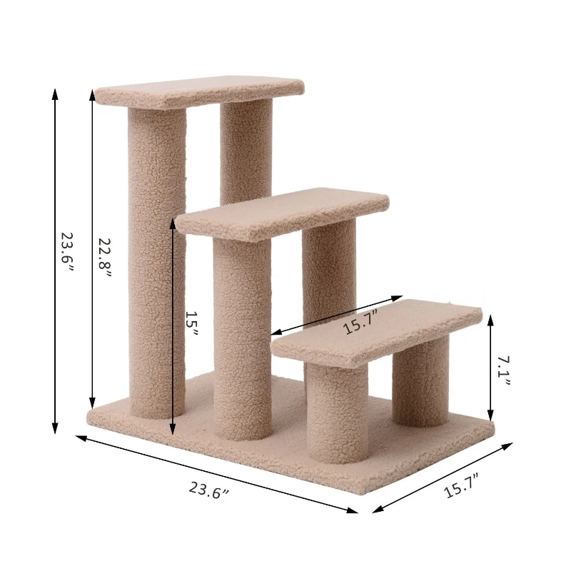 PawHut 24" 3 Step Cat Scratching Post Bed Pet Step Stool