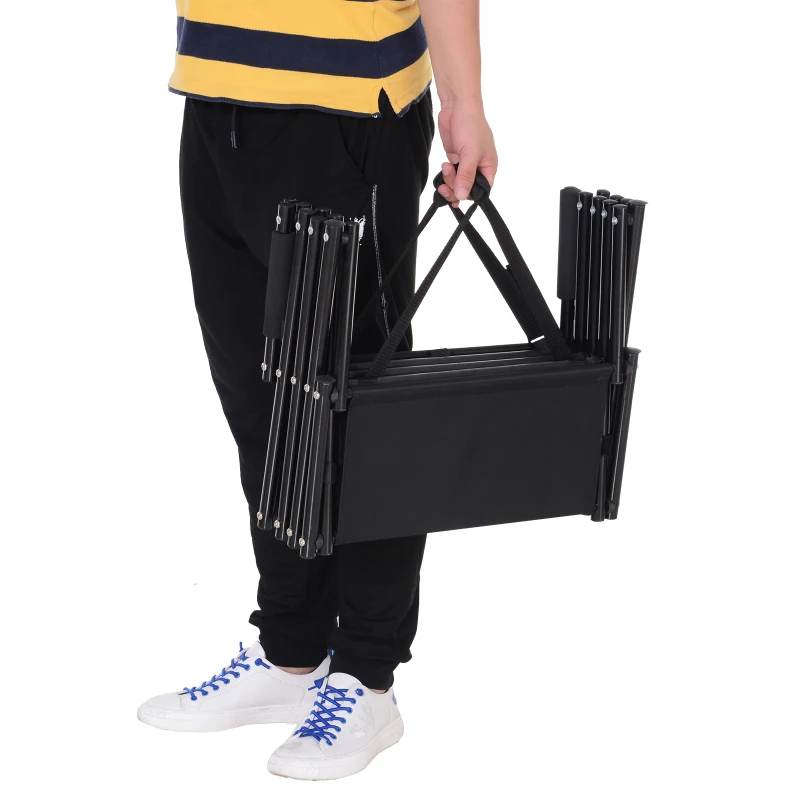 PawHut 30" 4-Step Metal Frame Oxford Fabric Folding Portable Pet Stairs for Dogs