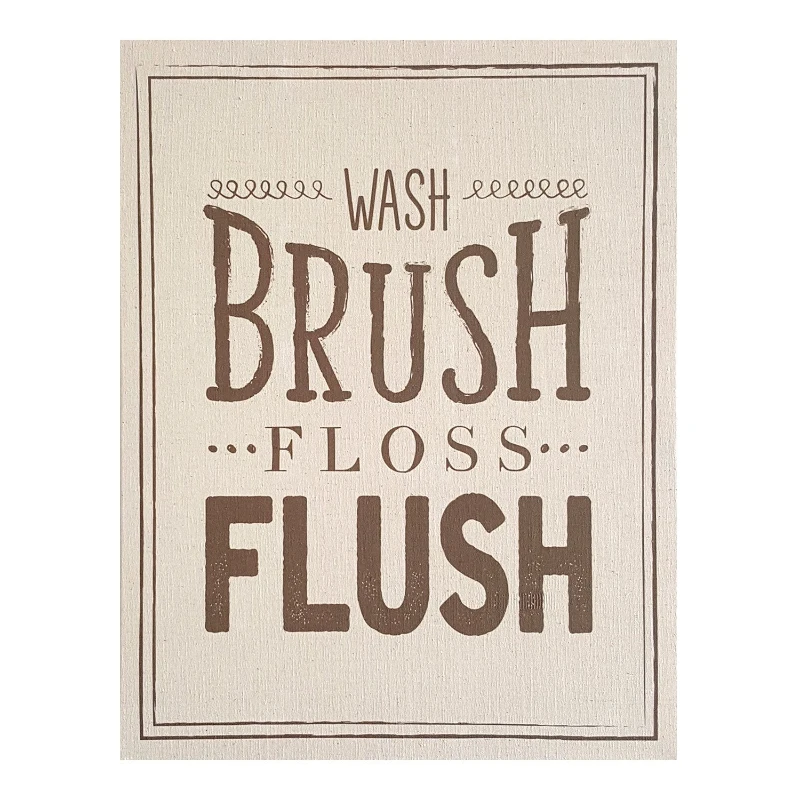 Stratton Wash Brush Floss Flush Bathroom Wall Art