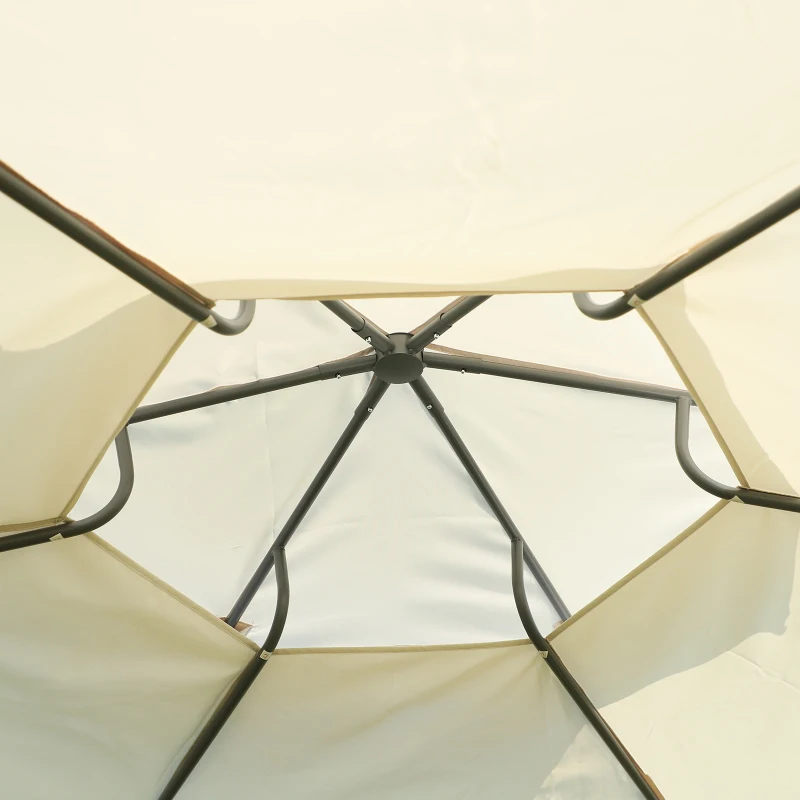 Outsunny 12' x 9' Steel Outdoor Hexagon Gazebo Pavilion Canopy Tent with Curtains - Cream White