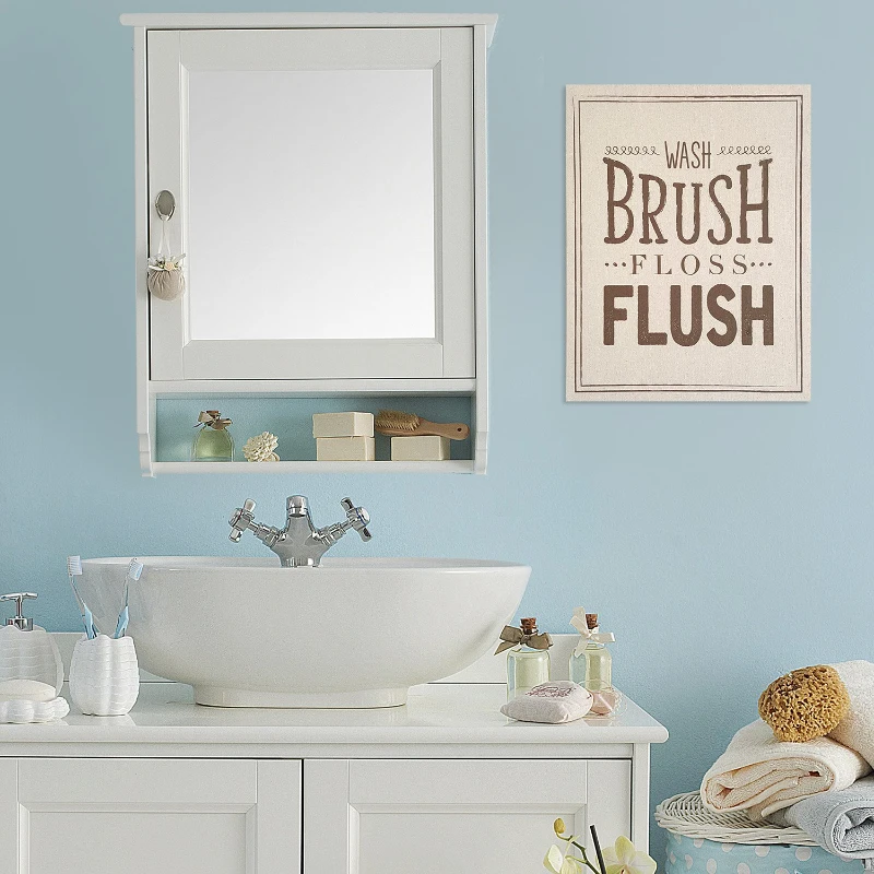Stratton Wash Brush Floss Flush Bathroom Wall Art