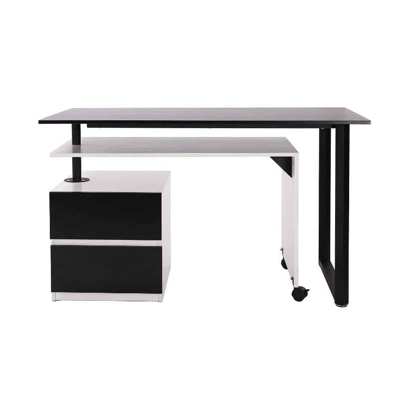 HomCom 52”- 85” Swivel Computer Table Desk - Black/White