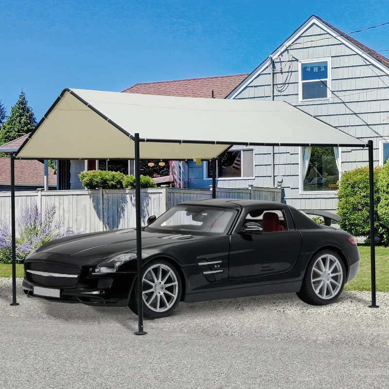 Outsunny 11.5' x 11.5' Carport Canopy Tent with Metal Frame and Cloth Cover