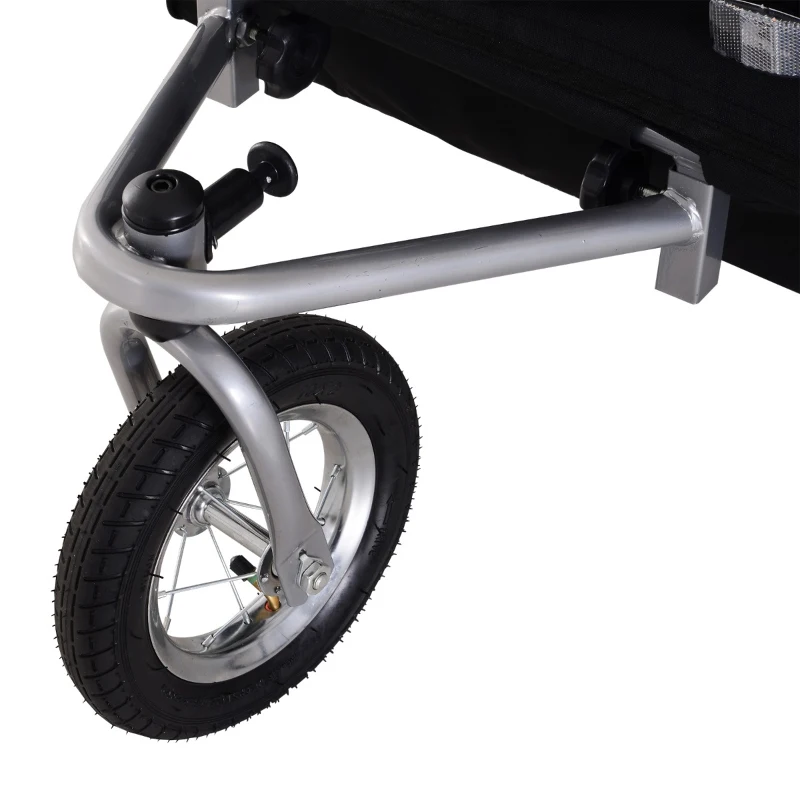 Aosom Elite Double Baby Bike Trailer Stroller Child Bicycle Jogger Swivel Wheel - Black and White