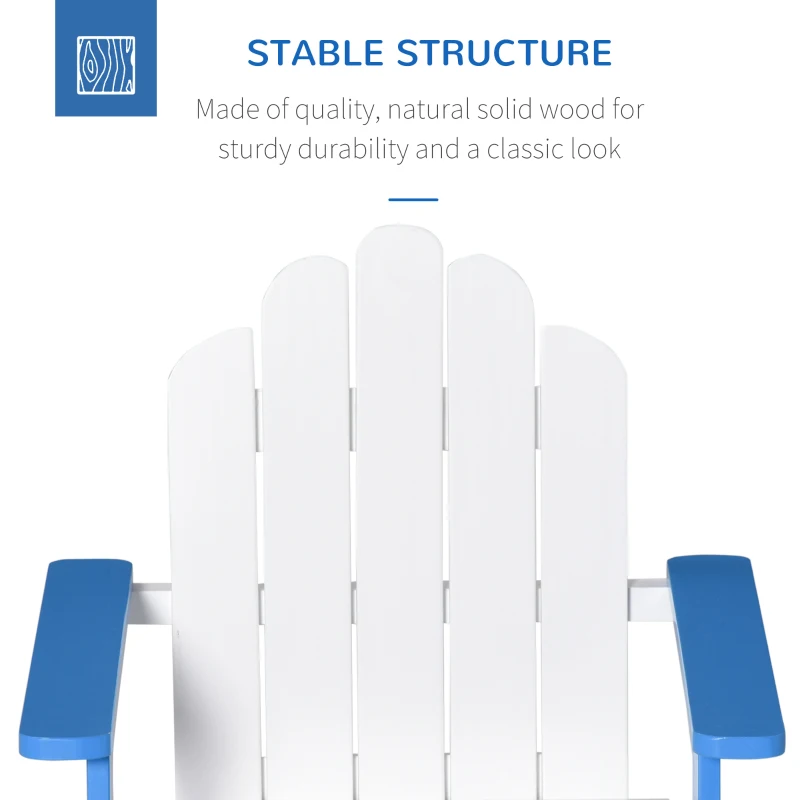 Outsunny Kids Adirondack Chair Wooden Classic Lounge Indoor for Backyard Deck Beach Garden Room 20" x 19.75" x 20.75" Blue