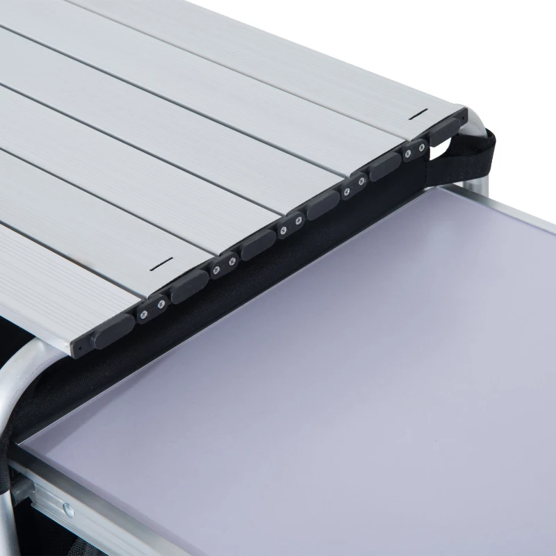 Outsunny 6' Aluminum Portable Fold-Up Camping Kitchen with Windscreen and 3 Enclosed Cupboards