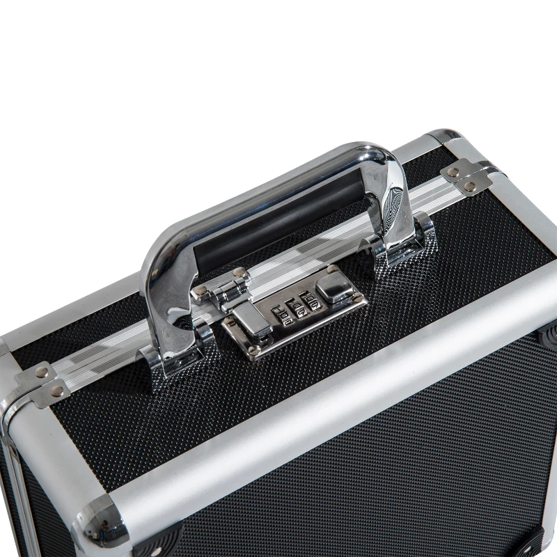 HomCom 11" Portable Aluminum Gun Case with Padded Interior and Combination Lock - Black