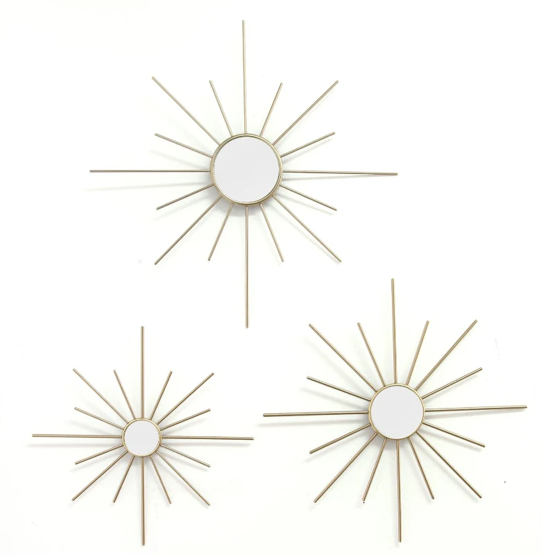 Stratton Set of 3 Gold Mirror Burst Wall Decor