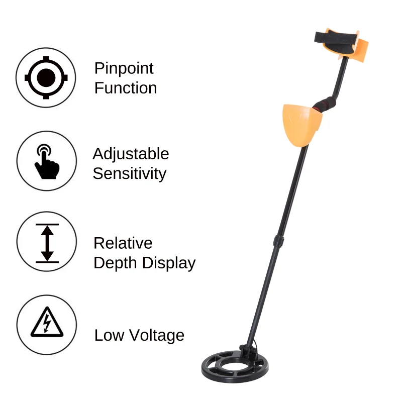 Outsunny 5 Mode LCD Water Resistant Adjustable Handheld Metal Detector - Yellow