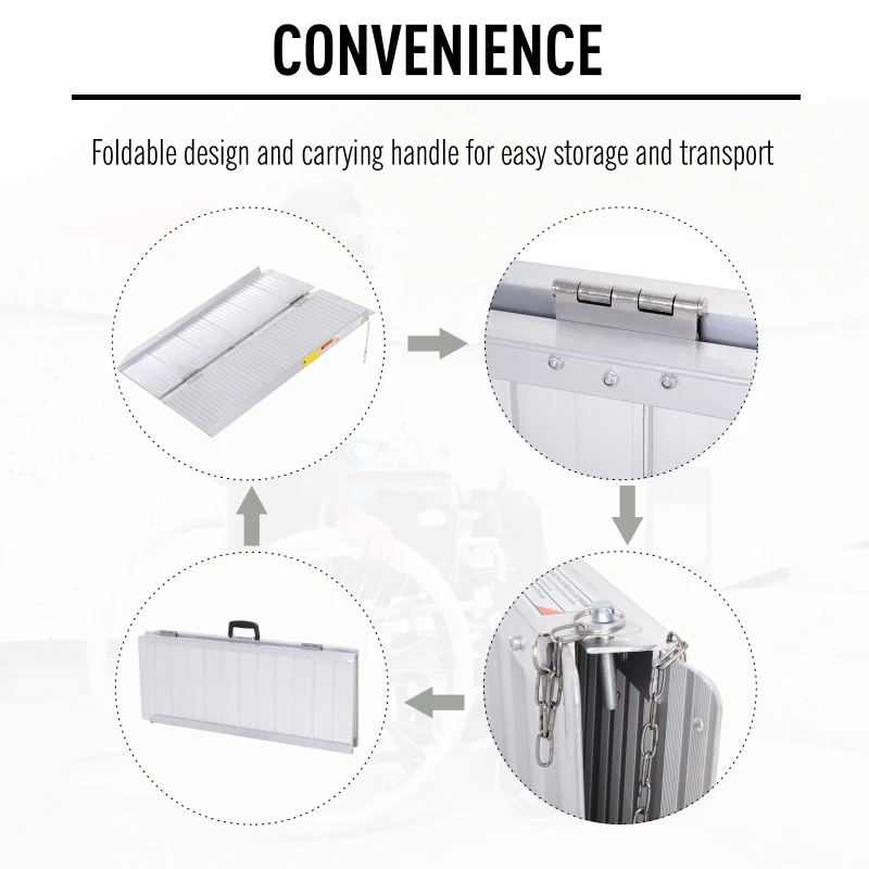 HOMCOM 3FT Aluminum Foldable Wheelchair Ramp Scooter Mobility w/ Carry Handle