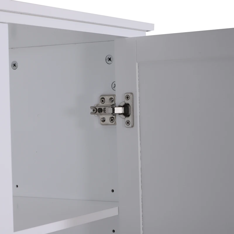 Open Box HomCom 67" Wood Free Standing Bathroom Linen Tower Storage Cabinet - White