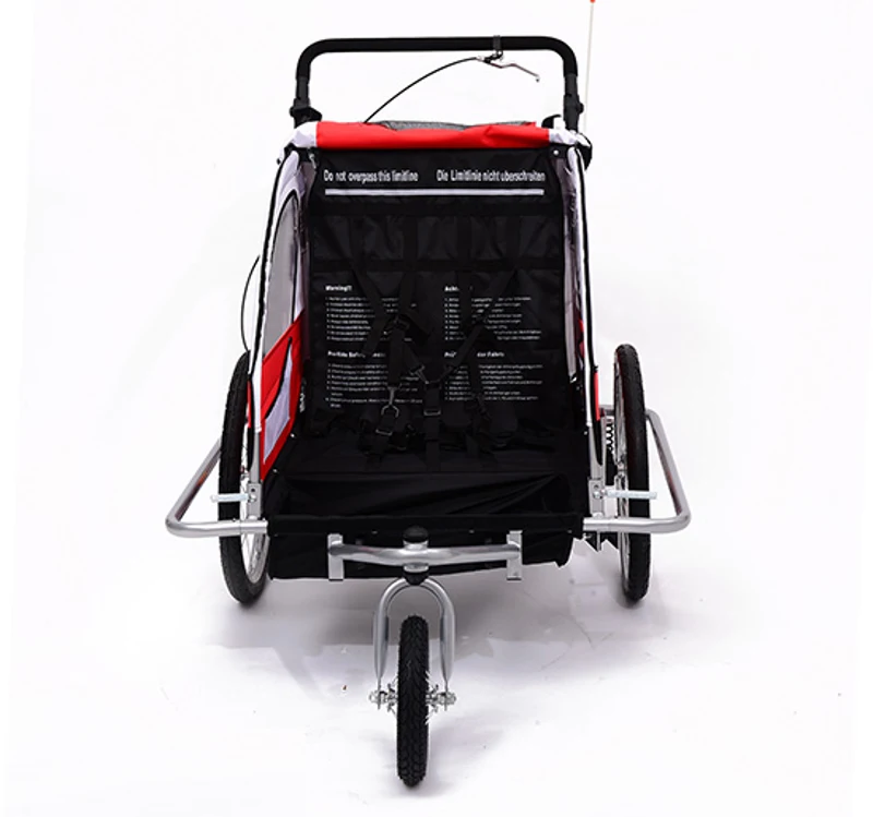 Aosom Elite II 3in1 Double Child Bike Trailer, Stroller & Jogger - Red/ White