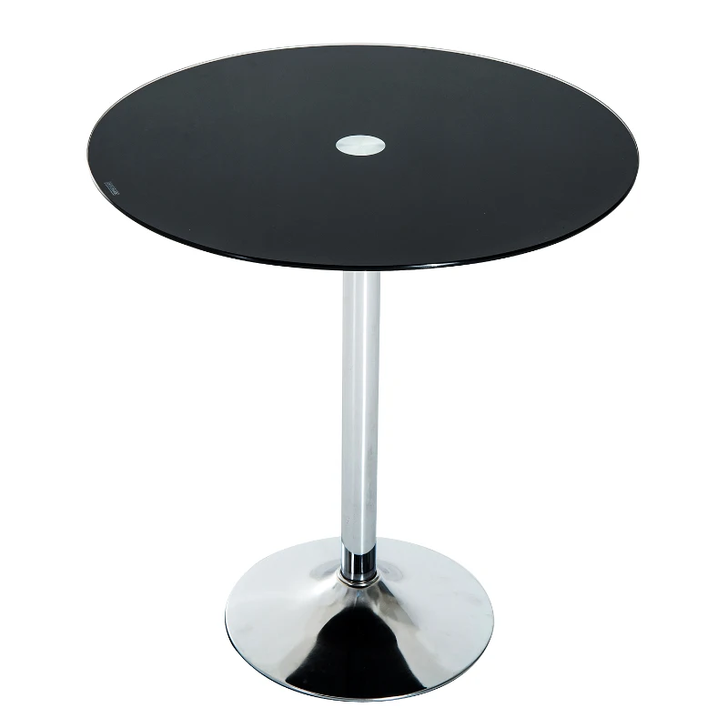 HomCom 29" Modern Compact Lightweight Round Glass Top Pub Bistro Patio Table - Matte Black
