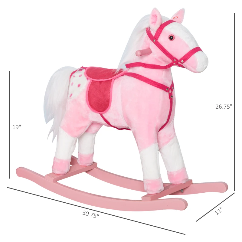 Qaba Plush Rocking Horse Soft Battery Operated Kids Toy Bouncing Rocker Ride-On Pony Walker - Pink