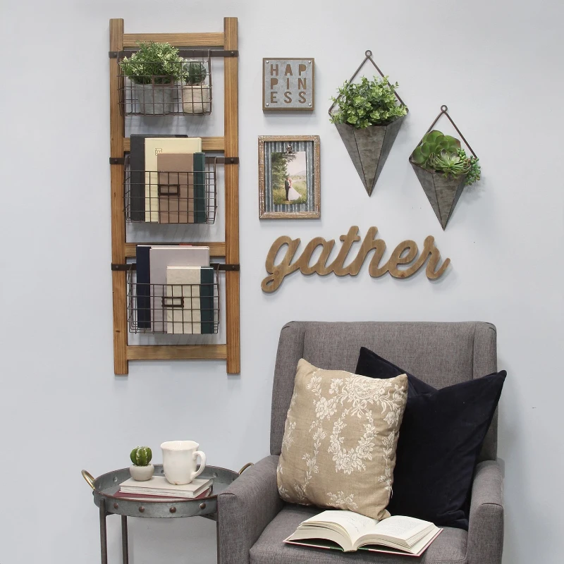 Stratton Decorative Ladder with Baskets Wall Decor