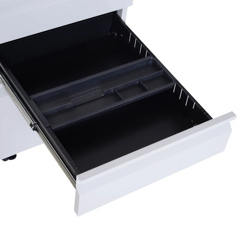 HomCom 24" Steel 3 Drawer Locking File Cabinet on Wheels - Grey