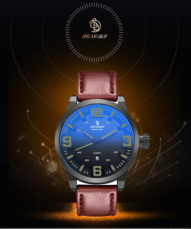 Senors Men Business Casual Watch Males Fashion Brown Leather Strap Wristwatch Quartz-Watch Relojes Casual Hombres 014--green dial plate