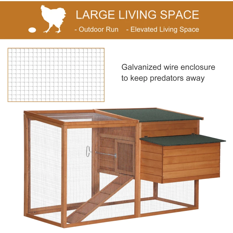 PawHut 64" Large Wooden Chicken Coop Kit with Outdoor Run and Nesting Box