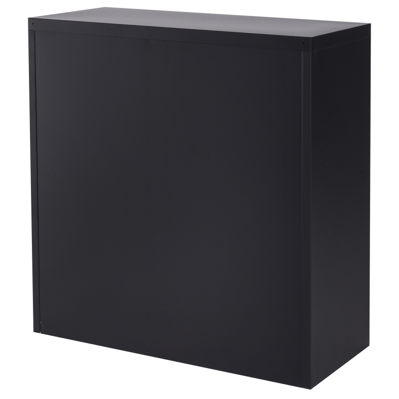 HomCom 36" Counter Height Metal Locking Storage Cabinet with 2 Adjustable Shelves - Black